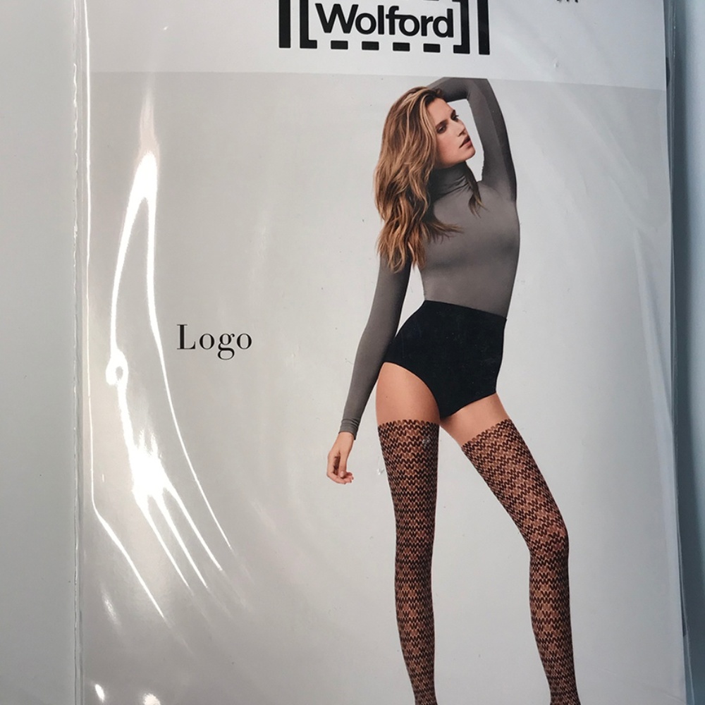 Wolford Logo Tights Black on Black Size M